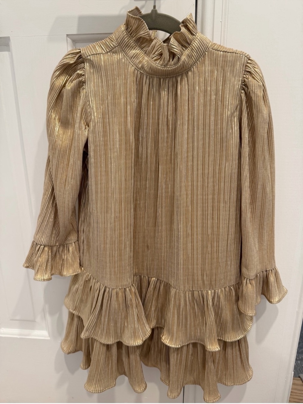 Janie and Jack gold ruffle trim dress size 4